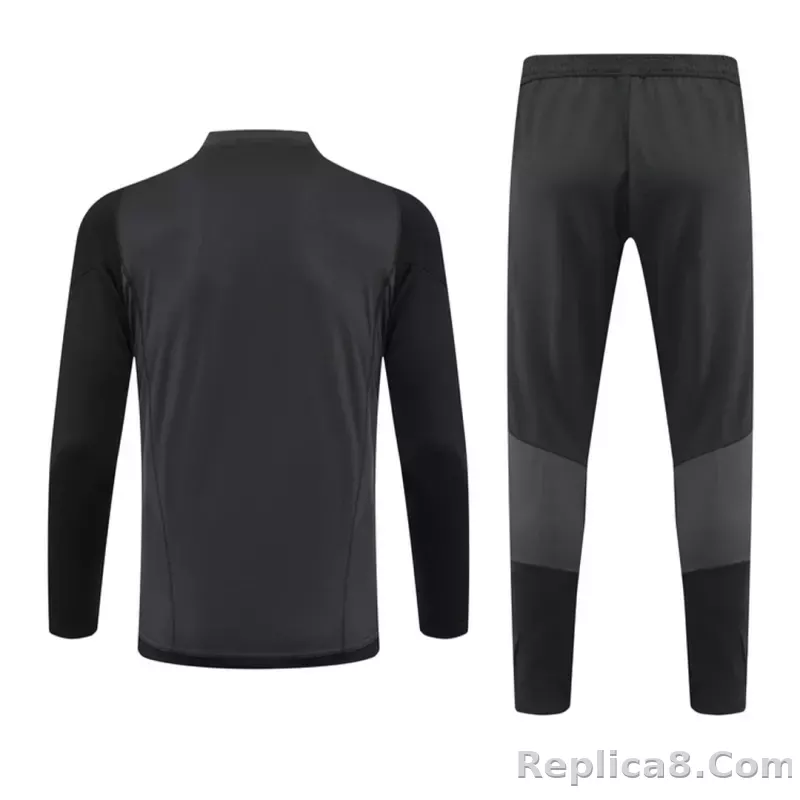 Real Madrid Zipper Sweatshirt Kit(Top+Pants) Black 2023/24 - detail