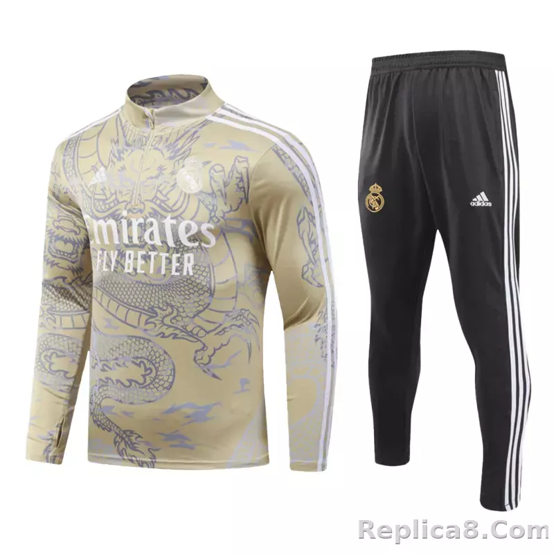 Real Madrid Zipper Sweatshirt Kit(Top+Pants) Yellow 2023/24 - detail