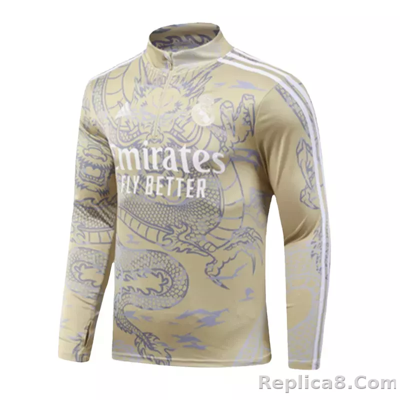 Real Madrid Zipper Sweatshirt Kit(Top+Pants) Yellow 2023/24 - detail