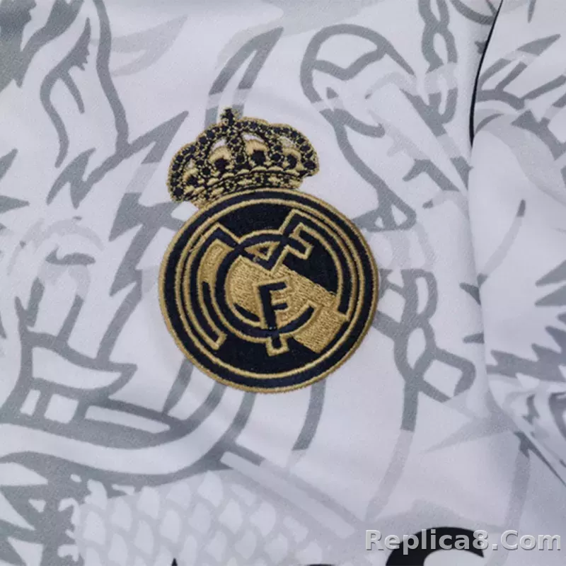 Real Madrid Zipper Sweatshirt Kit(Top+Pants) White 2023/24 - detail