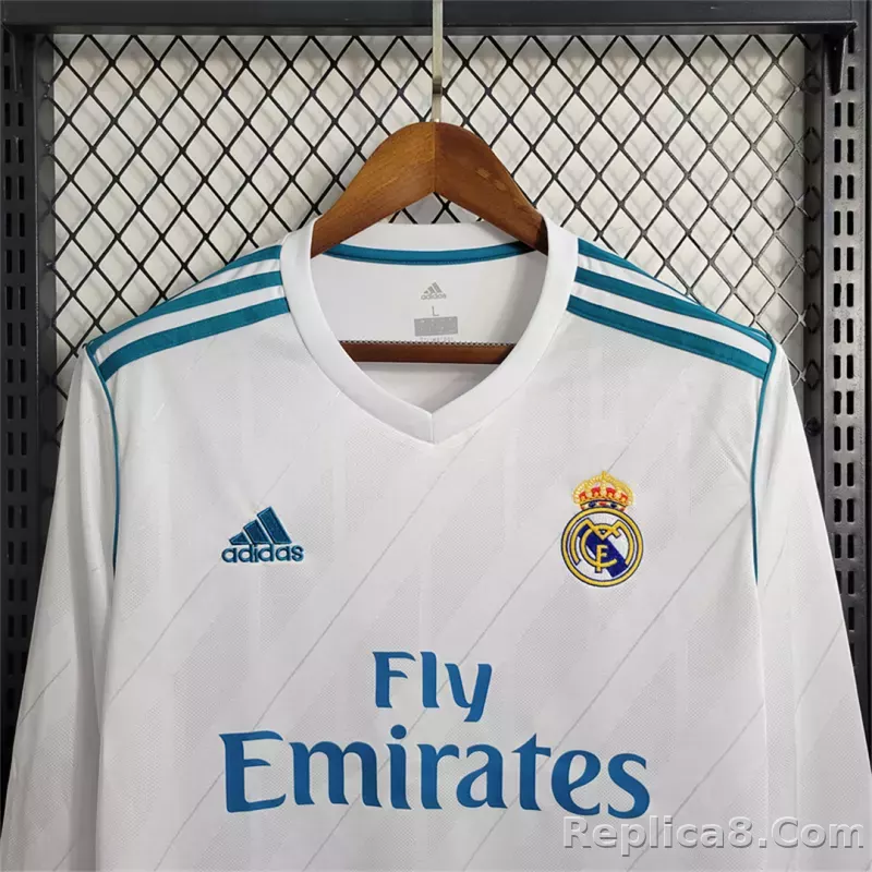 17-18 Real Madrid Home Retro Jersey Long Sleeve - detail