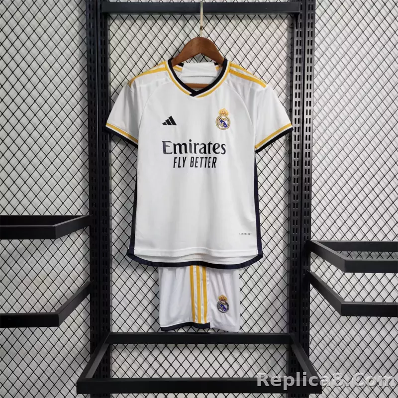 23-24 Real Madrid Home Kids Kit (Jersey+Shorts)