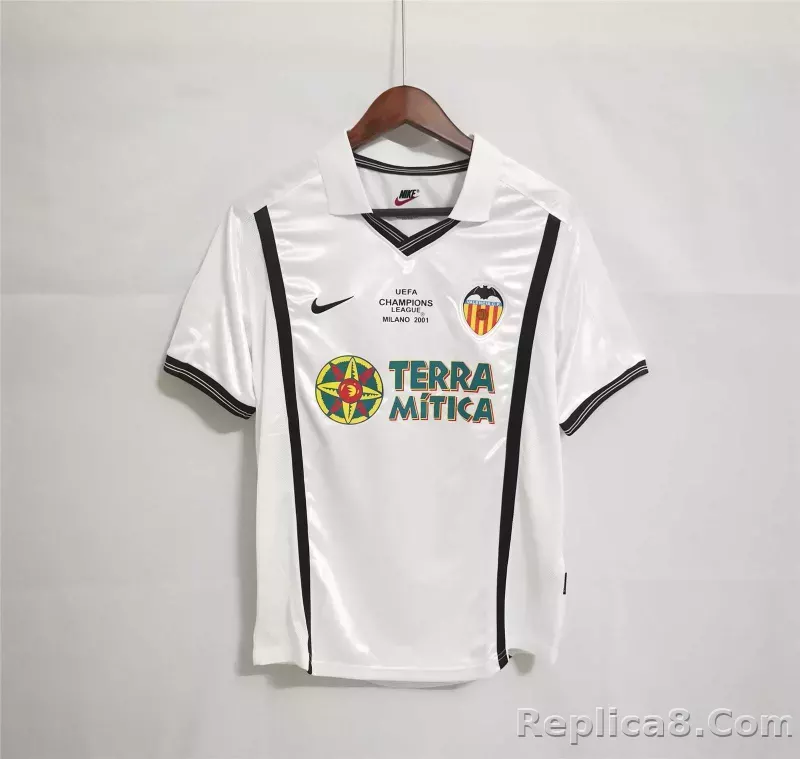 00-01 Valencia Home Retro Football Jersey - detail