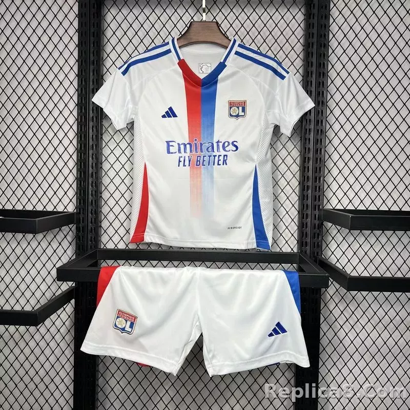 24-25 Olympique Lyonnais Home Kids Kit Jersey+Shorts
