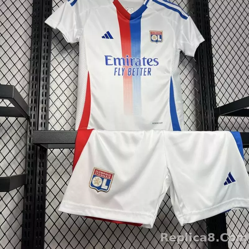 24-25 Olympique Lyonnais Home Kids Kit Jersey+Shorts - detail