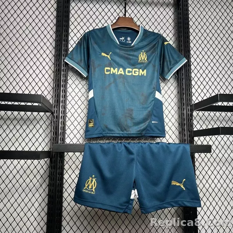 24-25 Marseilles Away Soccer Kids Kit Jersey+Shorts