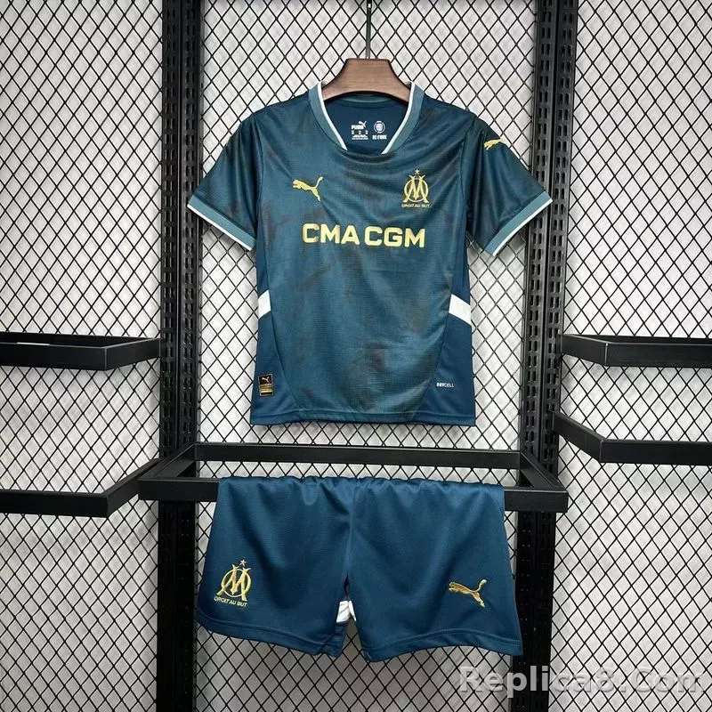24-25 Marseilles Away Soccer Kids Kit Jersey+Shorts - detail