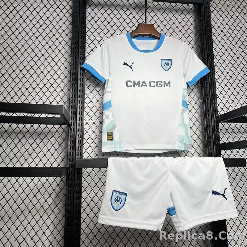 24-25 Marseilles Home Soccer Kids Kit Jersey+Shorts - detail