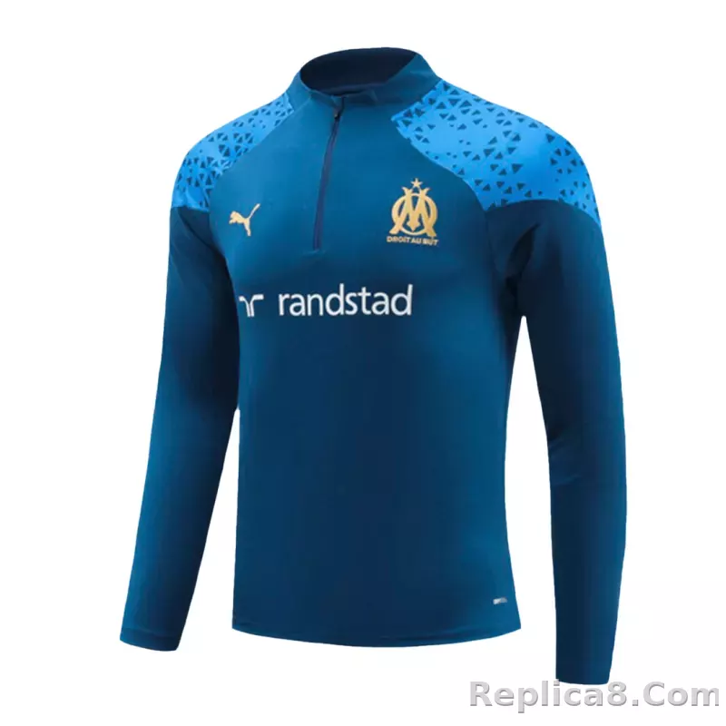 Kids Marseille Zipper Sweatshirt Kit(Top+Pants) Navy 2023/24 - detail