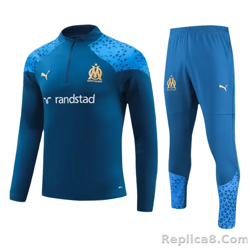 Kids Marseille Zipper Sweatshirt Kit(Top+Pants) Navy 2023/24 - detail