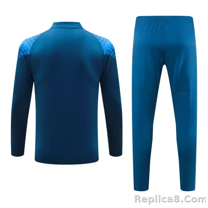 Kids Marseille Zipper Sweatshirt Kit(Top+Pants) Navy 2023/24 - detail