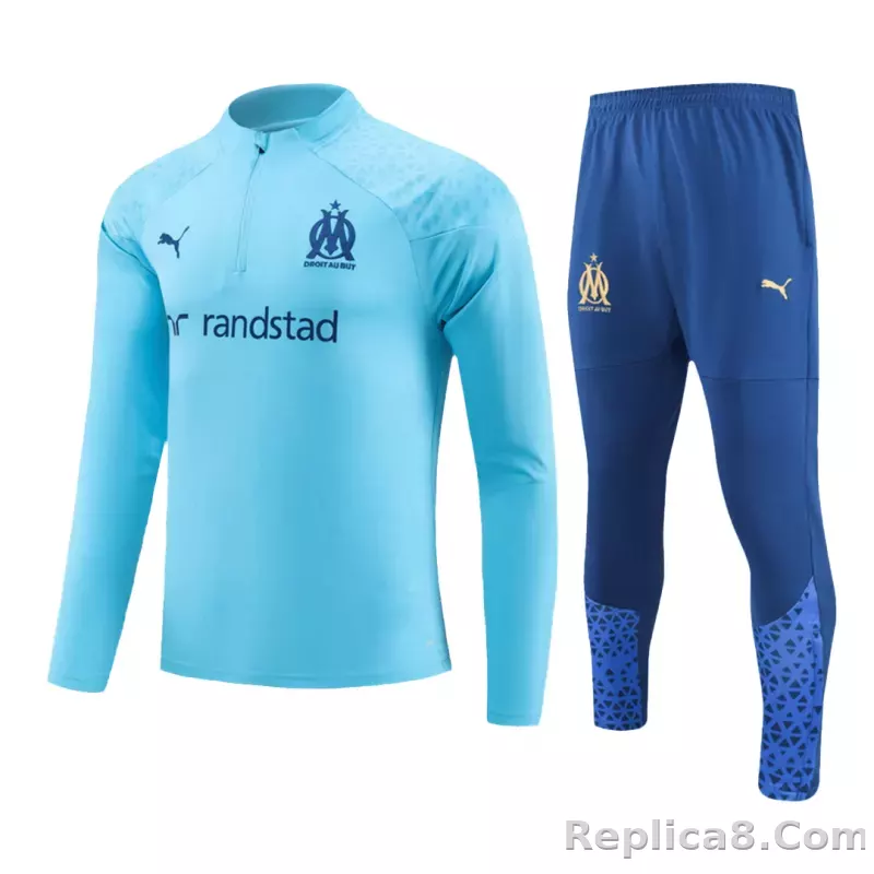 Kids Marseille Zipper Sweatshirt Kit(Top+Pants) Blue 2023/24