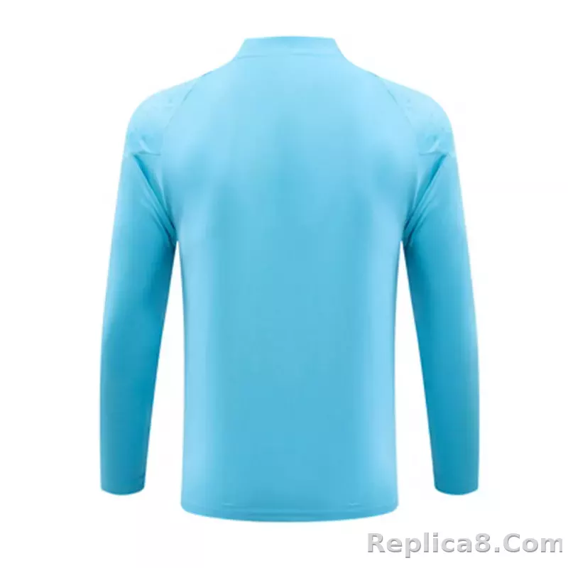 Kids Marseille Zipper Sweatshirt Kit(Top+Pants) Blue 2023/24 - detail