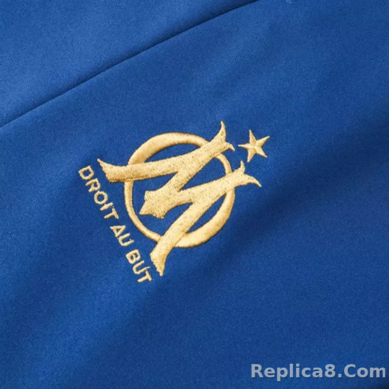 Kids Marseille Zipper Sweatshirt Kit(Top+Pants) Blue 2023/24 - detail