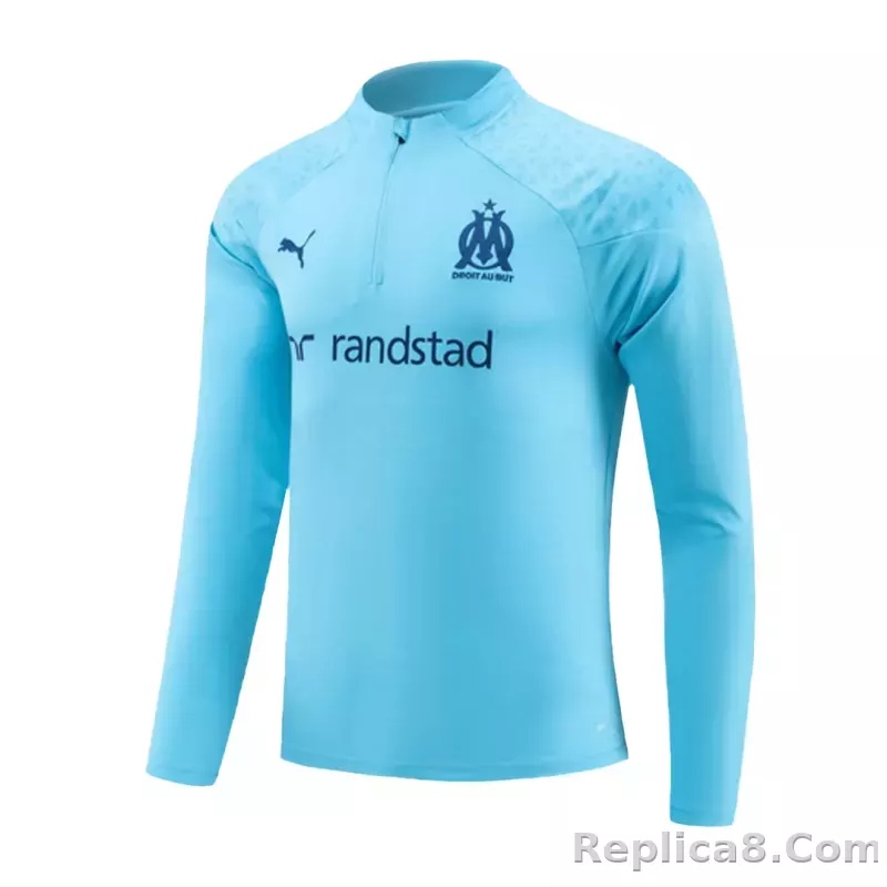 Kids Marseille Zipper Sweatshirt Kit(Top+Pants) Blue 2023/24 - detail