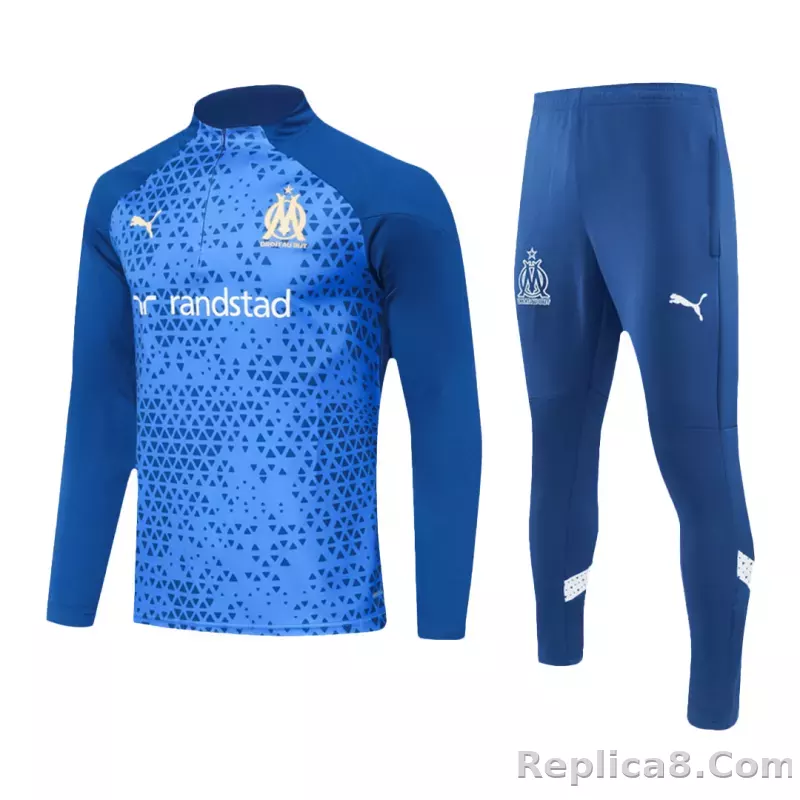 Marseille Zipper Sweatshirt Kit(Top+Pants) Blue 2023/24 - detail