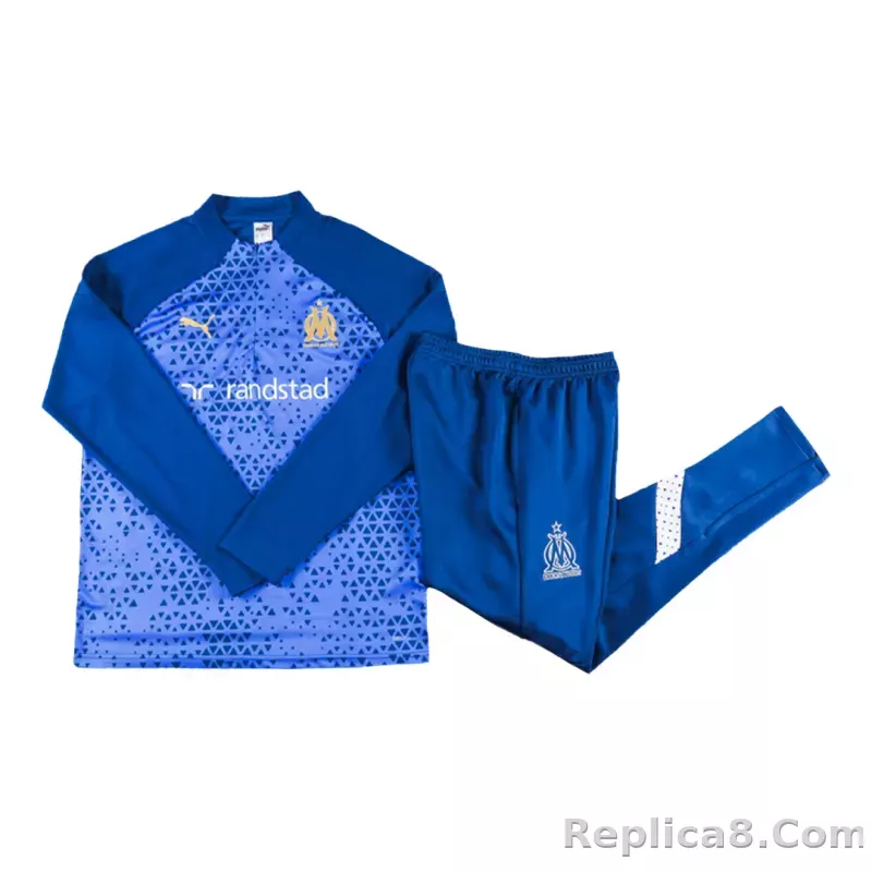 Marseille Zipper Sweatshirt Kit(Top+Pants) Blue 2023/24 - detail