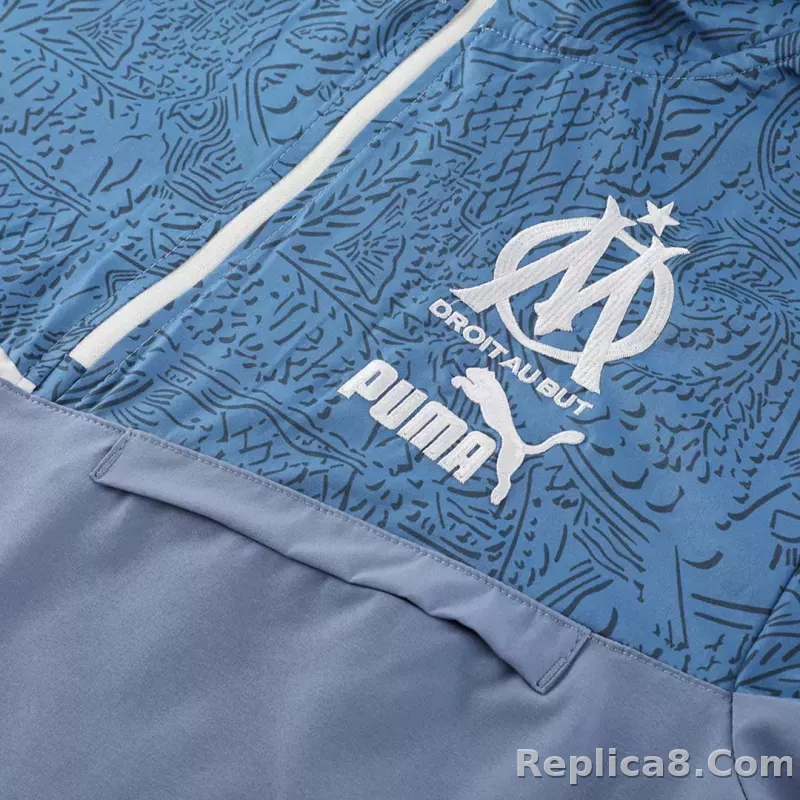 Marseille Hoodie Training Kit (Jacket+Pants) Blue 2023/24 - detail