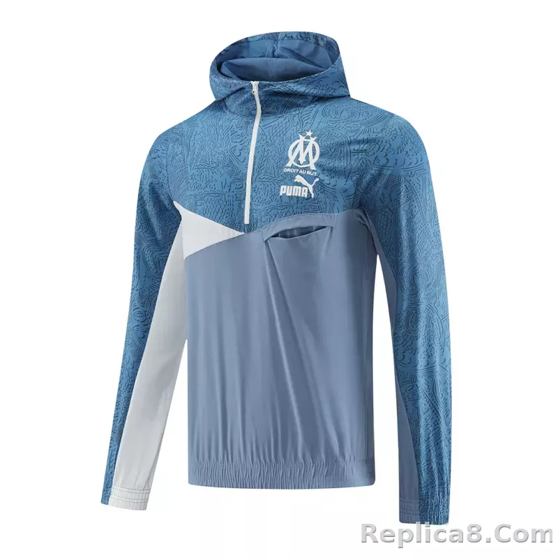 Marseille Hoodie Training Kit (Jacket+Pants) Blue 2023/24 - detail