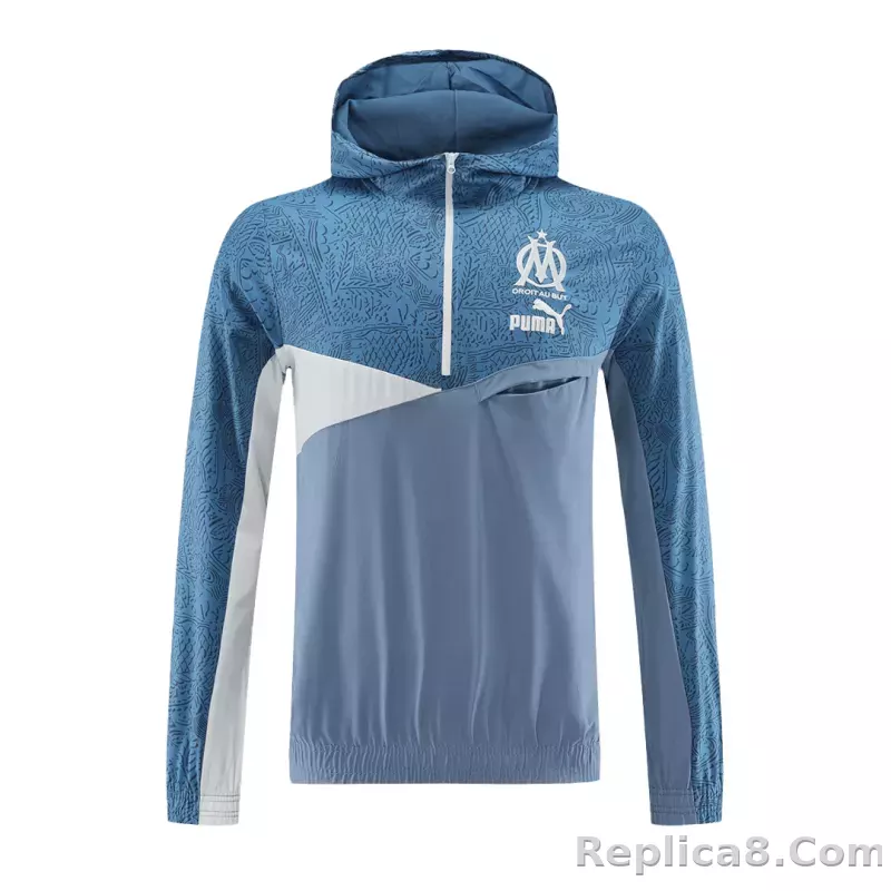 Marseille Hoodie Training Kit (Jacket+Pants) Blue 2023/24 - detail