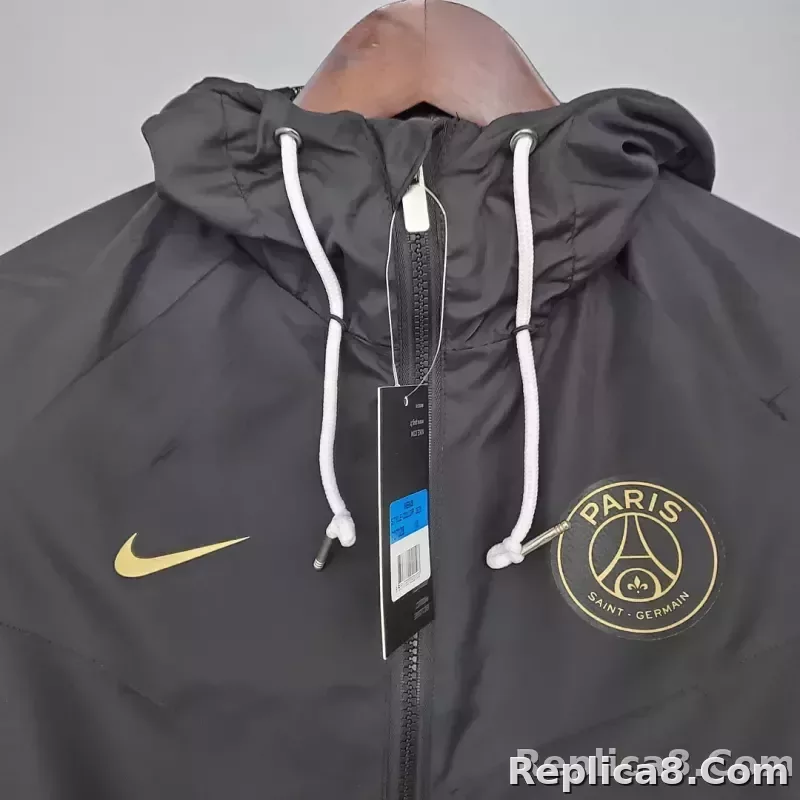 2021/2022 Psg Paris Saint-Germain Windbreaker Black - detail