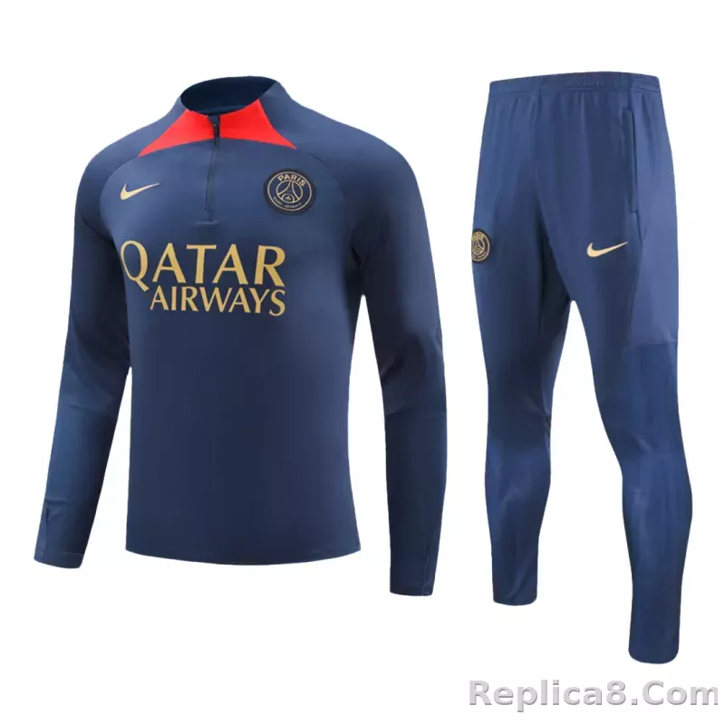 Kids PSG Zipper Sweatshirt Kit(Top+Pants) Navy 2023/24