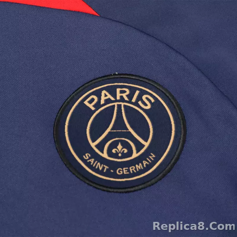 Kids PSG Zipper Sweatshirt Kit(Top+Pants) Navy 2023/24 - detail