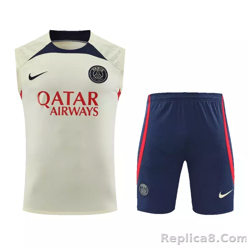 PSG Sleeveless Training Kit (Top+Shorts) White 2023/24
