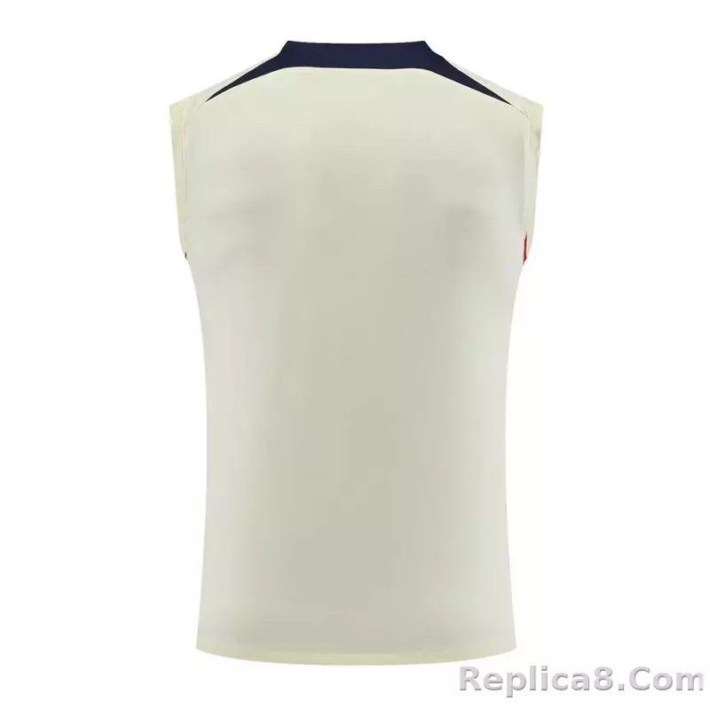 PSG Sleeveless Training Kit (Top+Shorts) White 2023/24 - detail