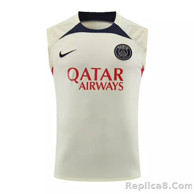 PSG Sleeveless Training Kit (Top+Shorts) White 2023/24 - detail