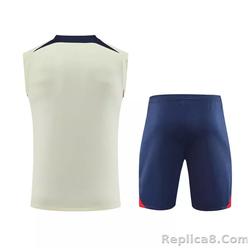 PSG Sleeveless Training Kit (Top+Shorts) White 2023/24 - detail