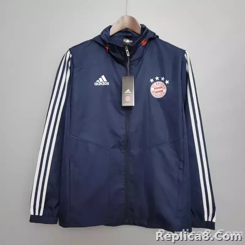 2021 Windbreaker Football Jersey Bayern Munich Royal Blue 1:1 Thai Quality