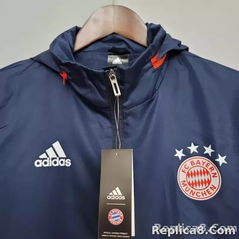2021 Windbreaker Football Jersey Bayern Munich Royal Blue 1:1 Thai Quality - detail