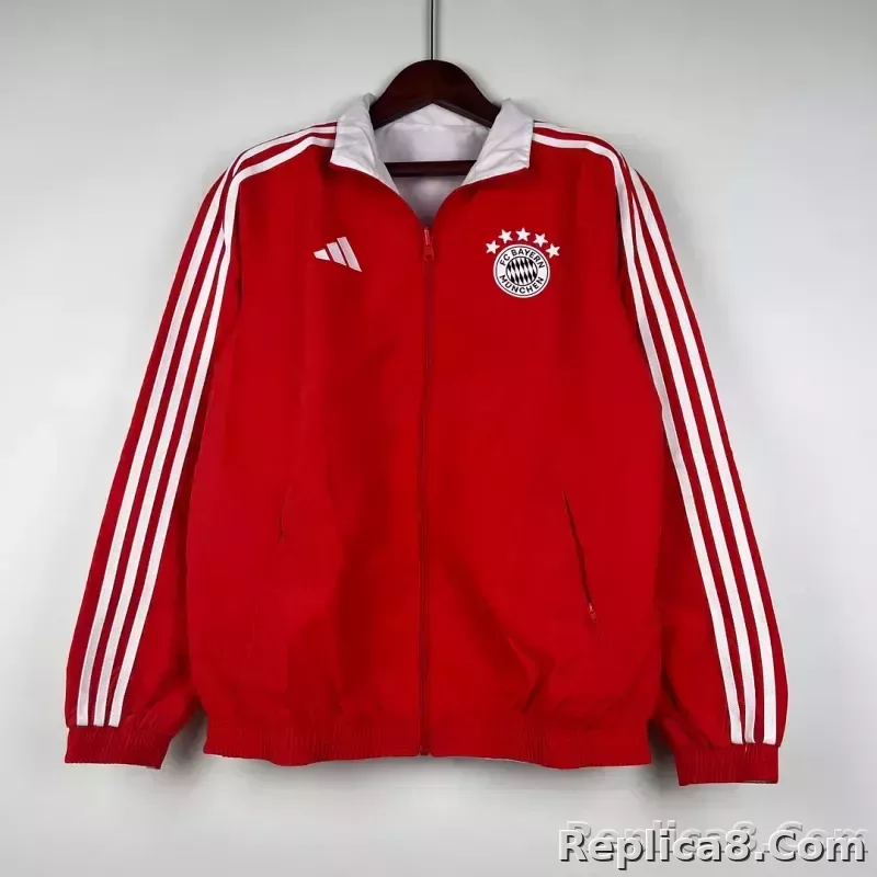 2023-2024 Bayern Munich Reversible Windbreaker （Red-white）Soccer Jersey 1:1 Thai Quality - detail