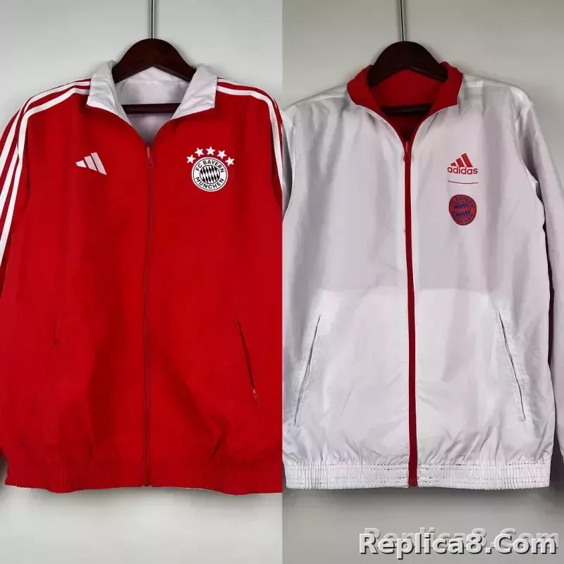 2023-2024 Bayern Munich Reversible Windbreaker （Red-white）Soccer Jersey 1:1 Thai Quality - detail