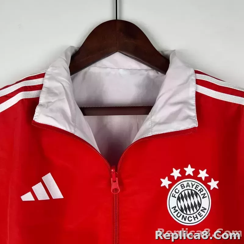 2023-2024 Bayern Munich Reversible Windbreaker （Red-white）Soccer Jersey 1:1 Thai Quality - detail