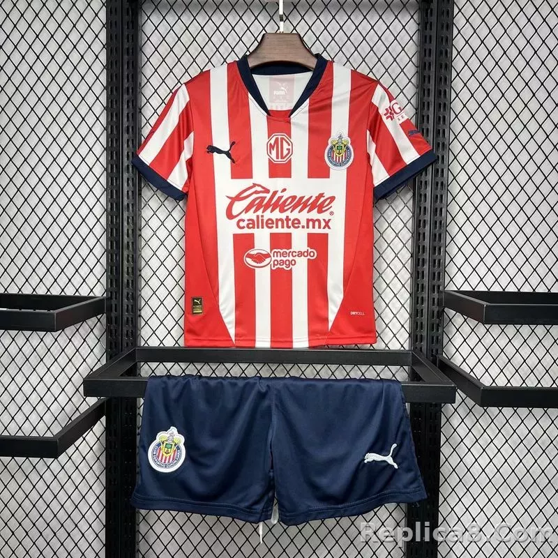 24-25 Chivas  Home Soccer Kids kit Jersey+Shorts