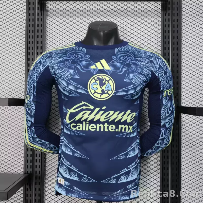 25-26 Club America Away Soccer Jersey Player Version Long Sleeve