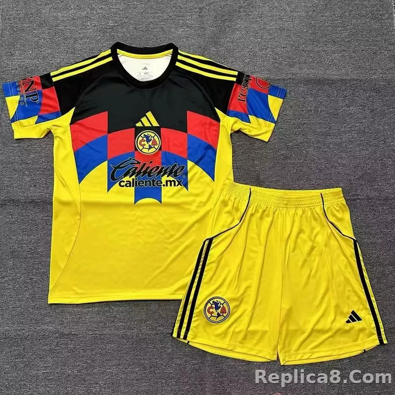 25-26 Club America  Home Soccer Kids Kit Jersey+Shorts