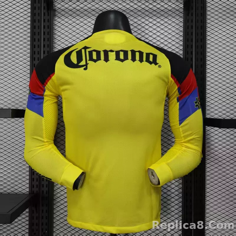 25-26 Club America  Home Soccer Jersey Player Version Long Sleeve - detail