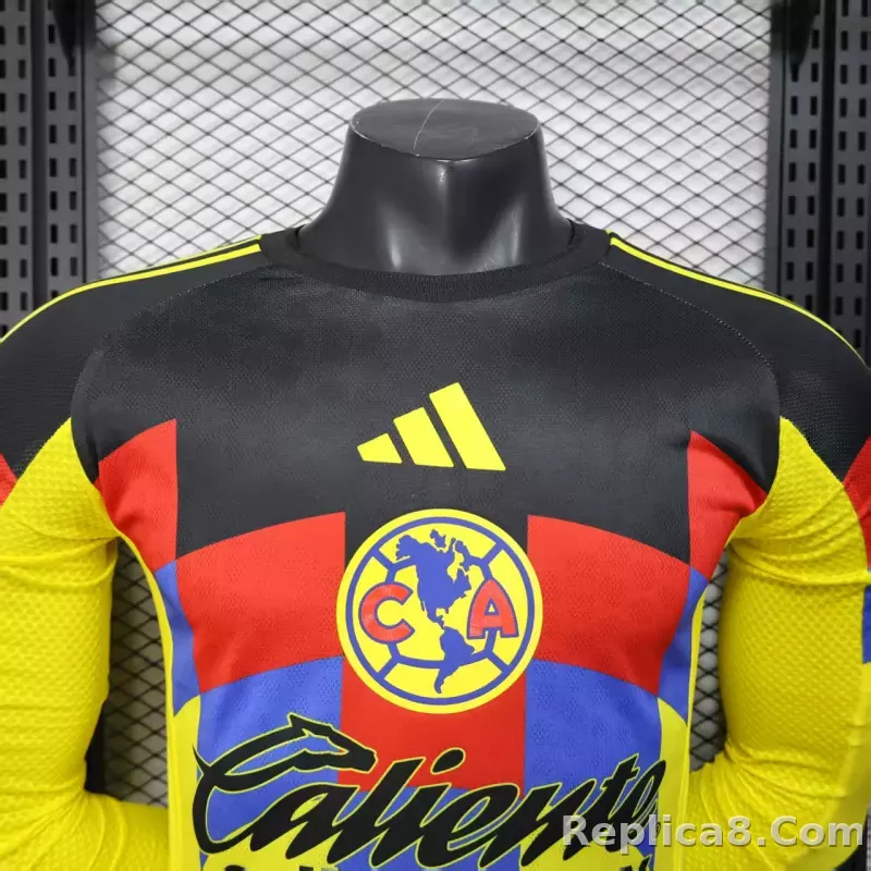 25-26 Club America Home Soccer Jersey Player Version Long Sleeve - detail