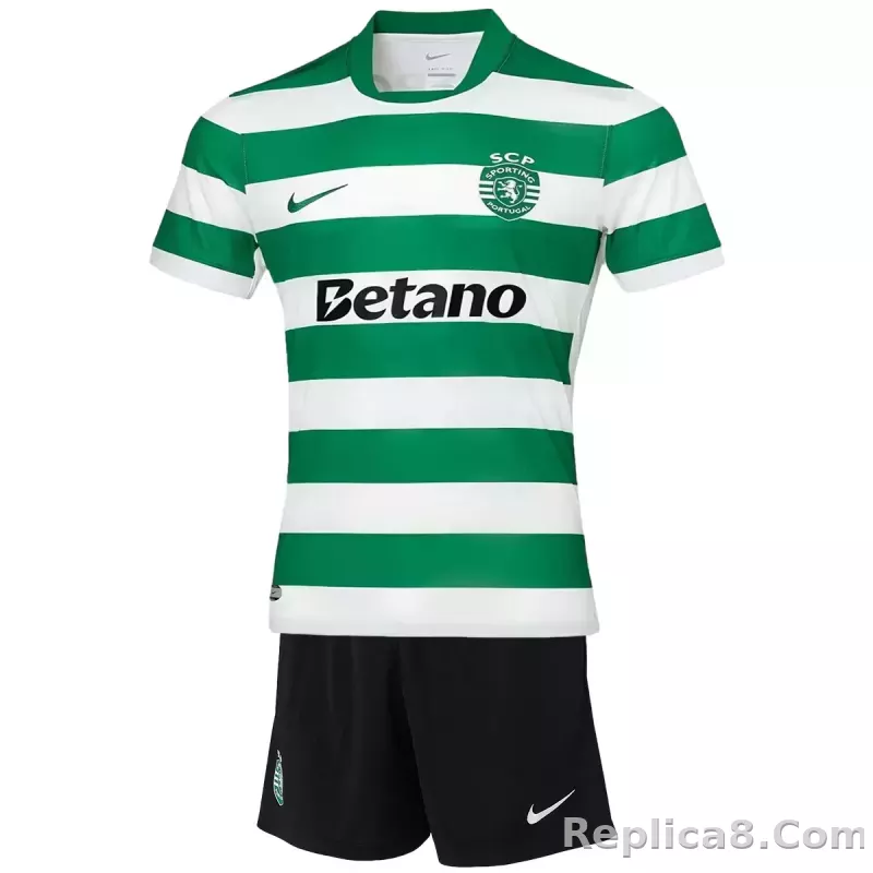 25-26 Sporting CP  Home Soccer Kids Kit Jersey+Shorts