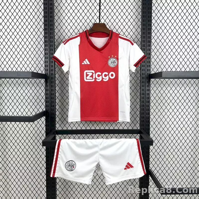 25-26 Ajax Home Soccer Kids Kit Jersey+Shorts