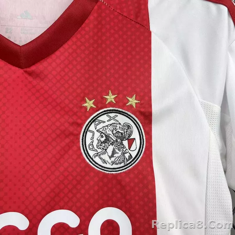 25-26 Ajax Home Soccer Kids Kit Jersey+Shorts - detail