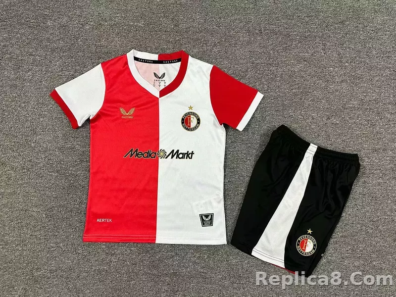 25-26 Feyenoord Home Soccer Kids Kit Jersey+Shorts