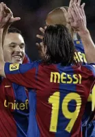 Barcelona MESSI #19 name print and number 2007/08 home / Away - view 4