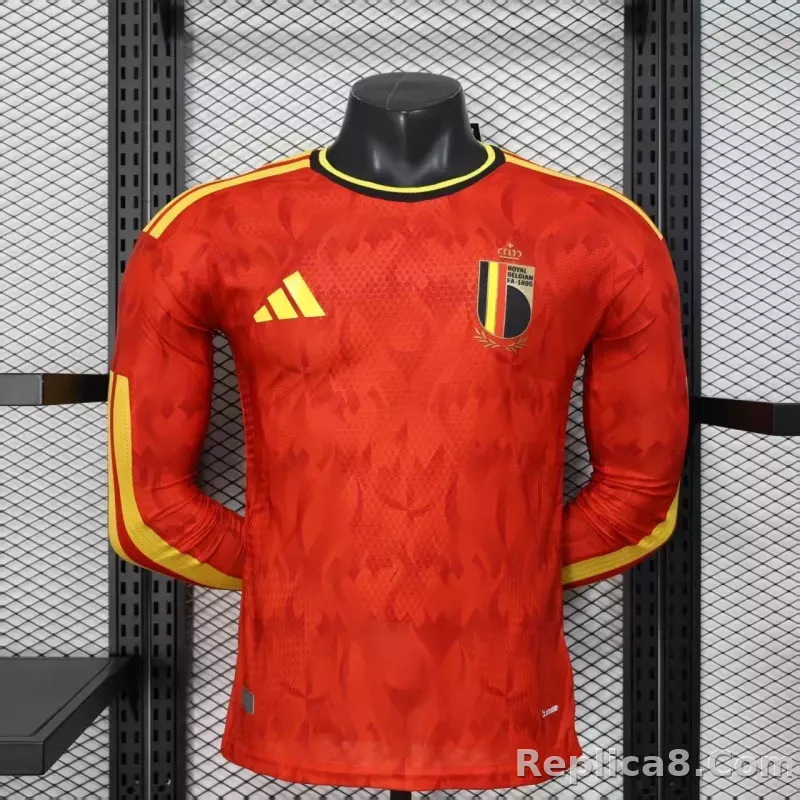 2026 Belgium World Cup Home Football Jersey Player Version Long Sleeve