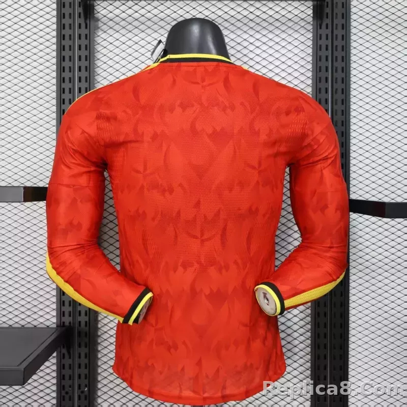 2026 Belgium World Cup Home Football Jersey Player Version Long Sleeve - detail