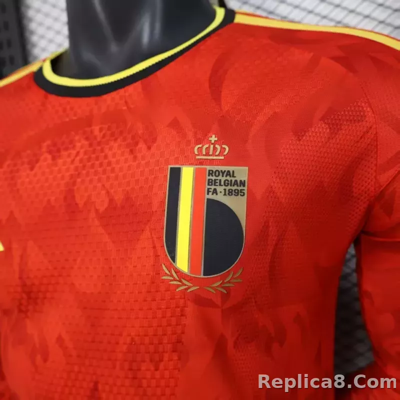 2026 Belgium World Cup Home Football Jersey Player Version Long Sleeve - detail