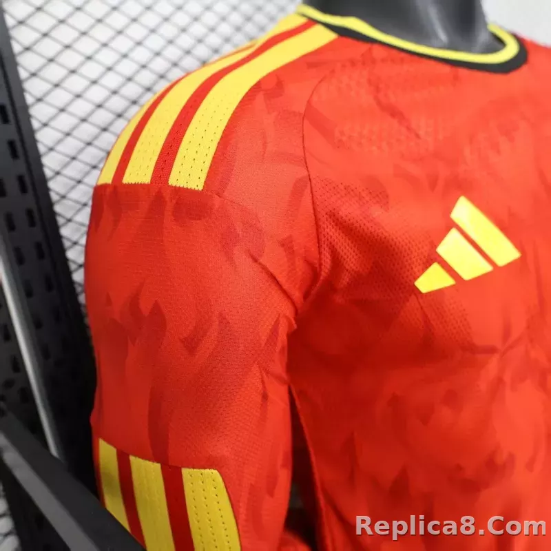 2026 Belgium World Cup Home Football Jersey Player Version Long Sleeve - detail